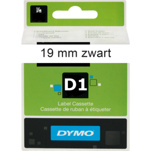 S0720830 - DYMO Lettertape D1 19mm 7m Wit Zwart Polyester 45803