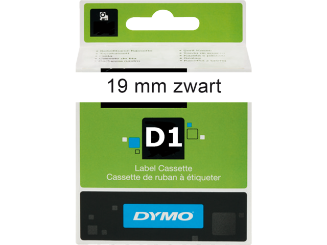 S0720830 - DYMO Lettertape D1 19mm 7m Wit Zwart Polyester 45803