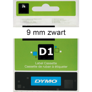 DYMO Lettertape D1 9mm 7m Wit Zwart Polyester 40913