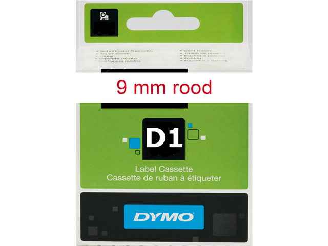 DYMO Lettertape D1 9mm 7m Wit Rood Polyester 40915