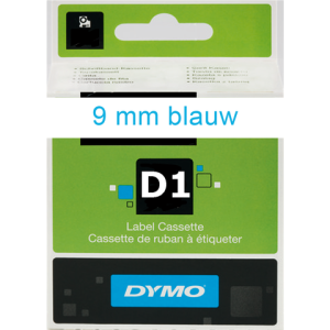 S0720690 - DYMO Lettertape D1 9mm 7m Wit Blauw Polyester 40914