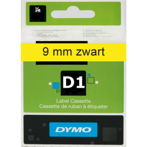 S0720730 - DYMO Lettertape D1 9mm 7m Geel Zwart Polyester 40918