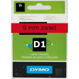 S0720720 - DYMO Lettertape D1 9mm 7m Rood Zwart Polyester 40917
