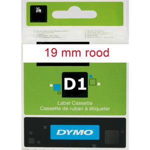 S0720850 - DYMO Lettertape D1 19mm 7m Wit Rood Polyester 45805