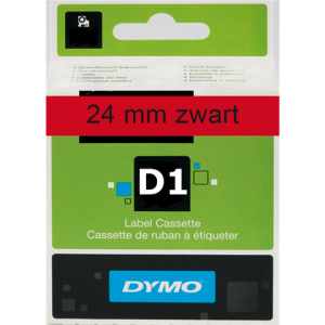 S0720970 - DYMO Lettertape D1 24mm 7m Rood Zwart Polyester 53717