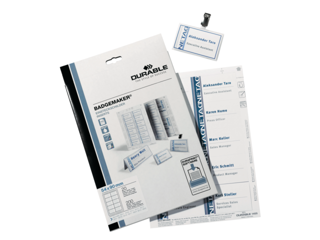 DURABLE Tafelnaambordje Insteekkaart A4 90x54mm