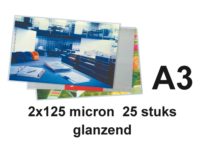 3747237 - GBC Lamineerhoes 125mcr Premium A3 Glashelder 25vel