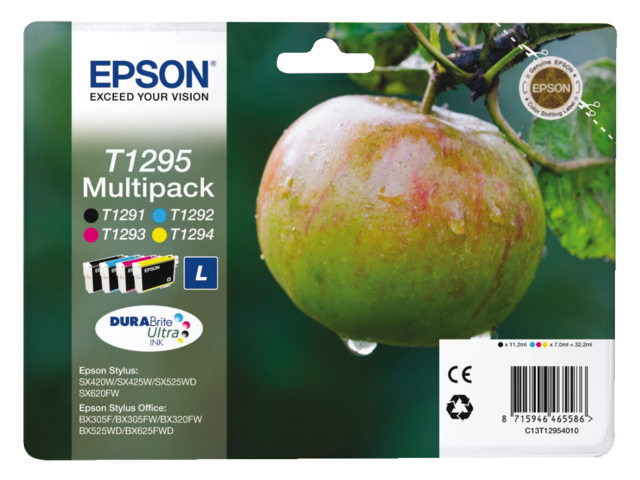 EPSON Inkt Cartridge T1295 Black & Yellow & Magenta & Cyaan 11,2ml Multipack