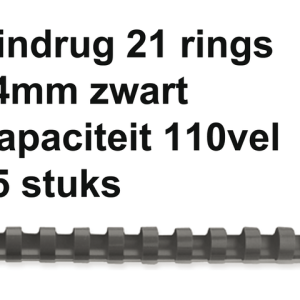 5331902 - FELLOWES Bindrug Kunststof A4 21-Rings 14mm 110vel Zwart 25st