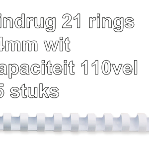 5331603 - FELLOWES Bindrug Kunststof A4 21-Rings 14mm 110vel Wit 25st