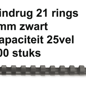 5345307 - FELLOWES Bindrug Kunststof A4 21-Rings 6mm Zwart 100st