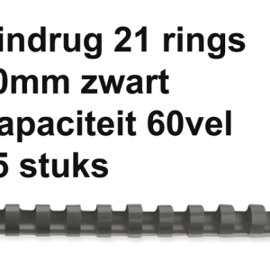 5331102 - FELLOWES Bindrug Kunststof A4 21-Rings 10mm 60vel Zwart 25st