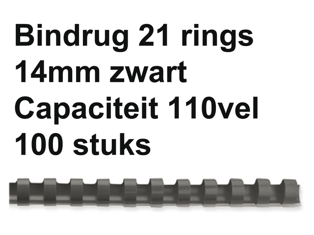 5346907 - FELLOWES Bindrug Kunststof 21-Rings 14mm 110vel Zwart 100st