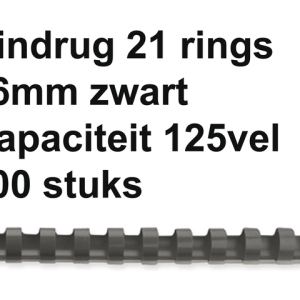 GBC Bindrug Com Herbruikbaar Kunststof A4 21-Rings 16mm Zwart 100st