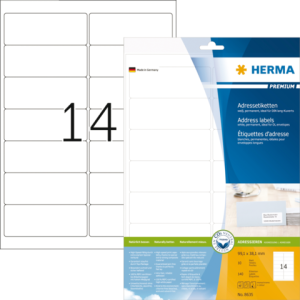 Herma Etiket Premium no:8635 99.1x38.1mm Wit 140st 1 Pak