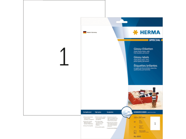 8895 - HERMA Speciaal Etiket no:8895 210x297mm 10st Wit 1 Pak