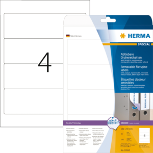 10160 - HERMA Speciaal Etiket Verwijderbaar 10160 192x59mm 100st Wit 1 Pak