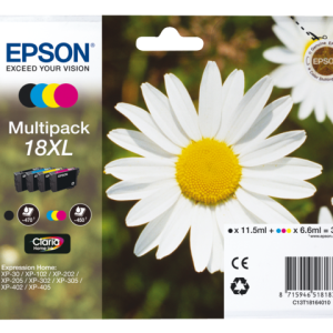 EPSON Inkt Cartridge 18XL Black & Yellow & Magenta & Cyaan 31,3ml Multipack