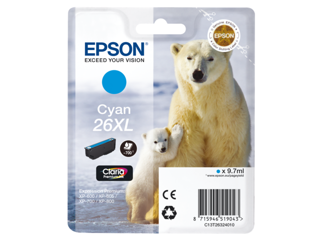 EPSON Inkt Cartridge 26XL Cyaan 9,7ml 1st