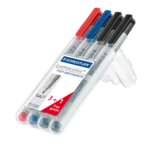 316 WP4 - STAEDTLER Viltstiften OHP Lumo F 316 0.6mm 4 Kleuren 1 Pak