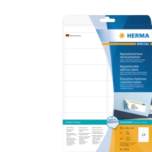Herma Speciaal Etiket Verwijderbaar no:10016 99.1x38.1mm Wit 350st 1 Pak