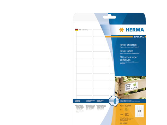 10902 - HERMA Speciaal Etiket Power 10902 45.7x21.2mm 1.200st Wit 1 Pak