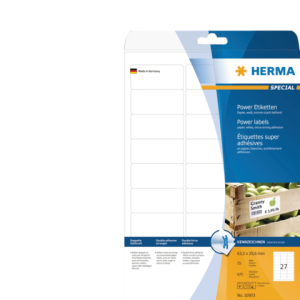 10903 - HERMA Speciaal Etiket Power 10903 63.5x29.6mm 675st Wit 1 Pak