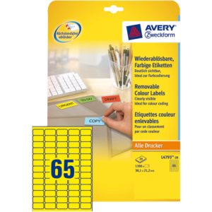 L4793-20 - Avery Gekleurde Etiketten Zweckform L4790 38.1x21.2mm 1.300st Wit