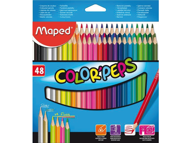 M832048 - MAPED Kleurpotlood Colorpeps 3-Kantig Diverse Kleuren 48st