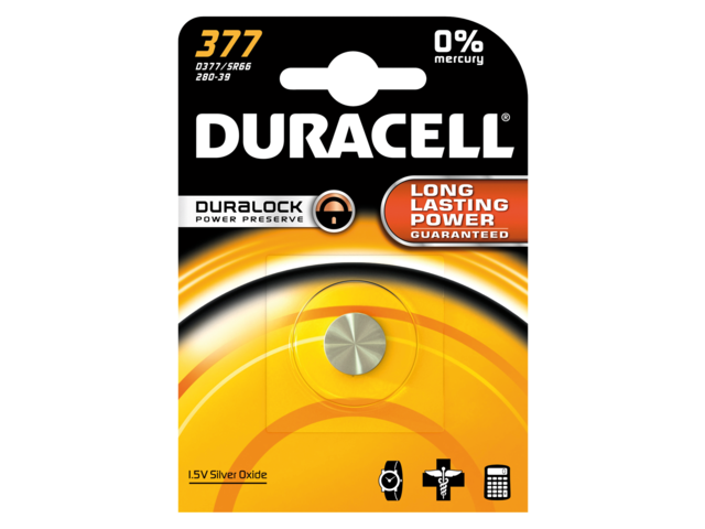 062986 - DURACELL Knoopcelbatterij Zilver Oxide Eenmalig Gebruik 377