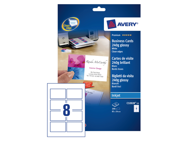 C32028-25 - Avery Visitekaartje C32028-25 85x54mm Wit 200st