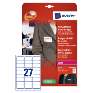 L4784-20 - Avery Badge Zelfklevend L4784-20 Wit A4 63.5x29.6mm
