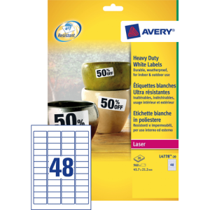 L4778-20 - Avery Etiket Polyester Heavy Duty L4778 45.7x21.2mm 960st Wit 1 Pak