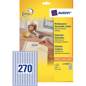 L4730REV-25 - Avery Etiket Verwijderbaar L4730REV 17.8x10mm 6.750st Wit 1 Pak