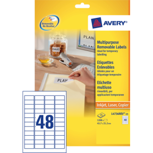 L4736REV-25 - Avery Etiket Verwijderbaar L4736REV 45.7x21.2mm 1.200st 1 Pak