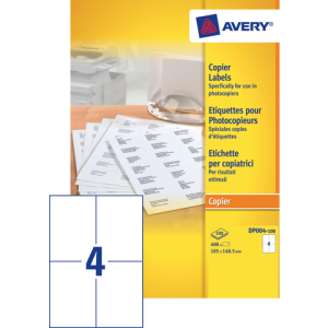 DP004-100 - Avery Adres Etiket Papier Copier DP004 105x149mm 400st Wit 1 Pak