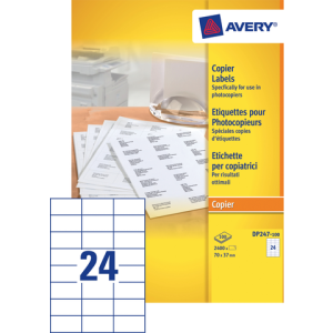 DP247-100 - Avery Etiket Papier Copier DP247 70x37mm 2.400st Wit 1 Pak