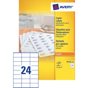 DP246-100 - Avery Etiket Papier Copier DP246 70x36mm 2.400st Wit 1 Pak