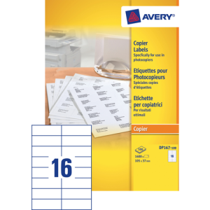 DP167-100 - Avery Adres Etiket Papier Copier DP167 105x37mm 1.600st Wit