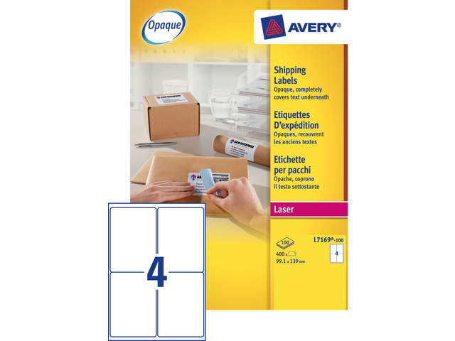 L7169 - Avery Verzend Etiket QuickPEEL L7169 99.1x139mm 400st Wit 1 Pak