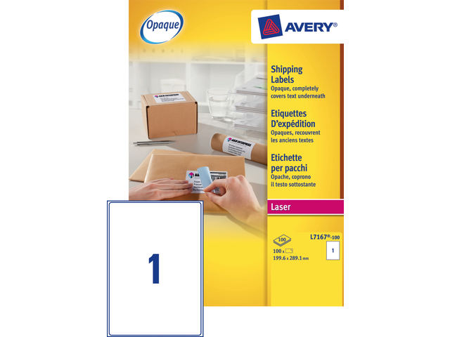 L7167-100 - Avery Verzend Etiket Papier L7167 199.6x289.1mm 100st Wit 1 Pak