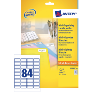 L7656 - Avery Etiket Quick-Peel 46x11.1mm 2.100st Wit