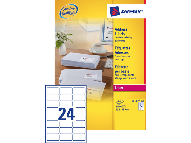 AVERY Adres Etiket QuickPEEL L7159 63.5x33.9mm 960st Wit 1 Pak