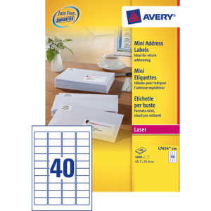 L7654-100 - Avery Adres Etiket QuickPEEL L7654 45.7x25.4mm 4.000st Wit 1 Pak