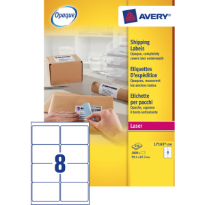 L7165-250 - Avery Verzend Etiket Papier L7165 99.1x67.7mm 2.000st Wit 1 Pak
