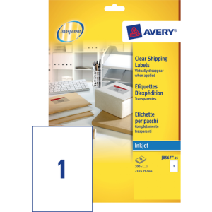J8567-25 - Avery Verzend Etiket QuickPEEL J8567 210x297mm 25st Transparant 1 Pak