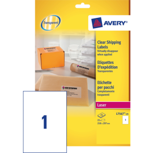 L7567-25 - Avery Verzend Etiket QuickPEEL L7567 210x297mm 25st Wit 1 Pak