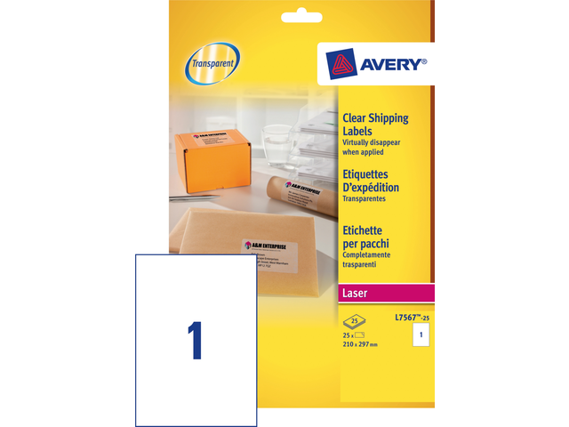 L7567-25 - Avery Verzend Etiket QuickPEEL L7567 210x297mm 25st Wit 1 Pak