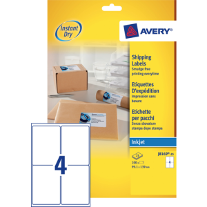 J8169-25 - Avery Verzend Etiket QuickDRY J8169 99.1x139mm 100st Wit 1 Pak