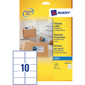 J8173-25 - Avery Verzend Etiket QuickDRY J8173 99.1x57mm 250st Wit 1 Pak